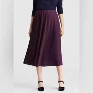 Eileen Fisher Raisinette Knife Pleated Pull On Plum Purple Midi Skirt Size 16